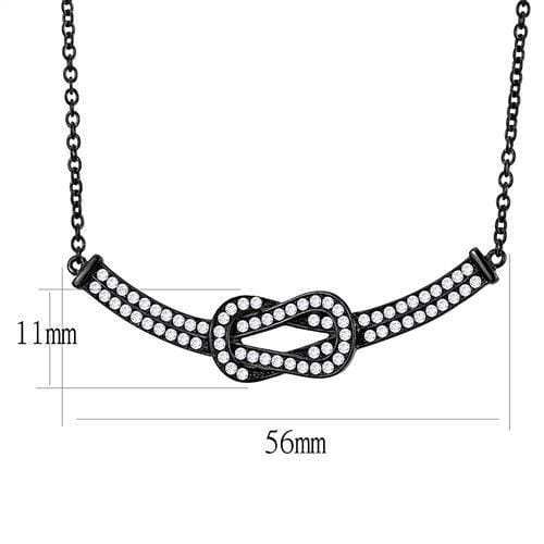 TK3219 - IP Black(Ion Plating) Stainless Steel Chain Pendant with AAA Grade CZ in Clear - Alamode - Flyclothing LLC