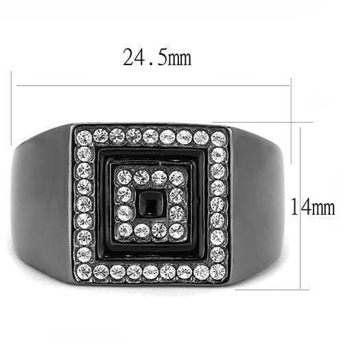 TK3220 - IP Light Black (IP Gun) Stainless Steel Ring with Top Grade Crystal in Clear - Alamode - Flyclothing LLC