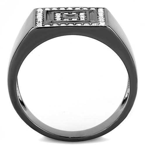 TK3220 - IP Light Black (IP Gun) Stainless Steel Ring with Top Grade Crystal in Clear - Alamode - Flyclothing LLC