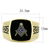 TK3223 - IP Gold(Ion Plating) Stainless Steel Ring with Synthetic Onyx in Jet - Alamode - Flyclothing LLC