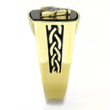 TK3223 - IP Gold(Ion Plating) Stainless Steel Ring with Synthetic Onyx in Jet - Alamode - Flyclothing LLC