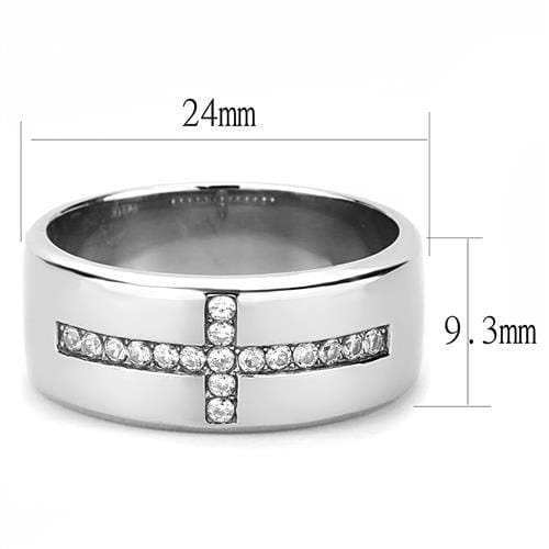TK3225 - High polished (no plating) Stainless Steel Ring with AAA Grade CZ in Clear - Alamode - Flyclothing LLC