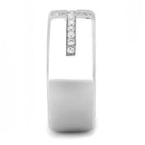 TK3225 - High polished (no plating) Stainless Steel Ring with AAA Grade CZ in Clear - Alamode - Flyclothing LLC