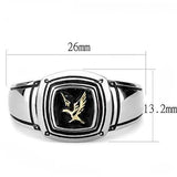 TK3226 - Two-Tone IP Gold (Ion Plating) Stainless Steel Ring with Epoxy in Jet - Alamode - Flyclothing LLC