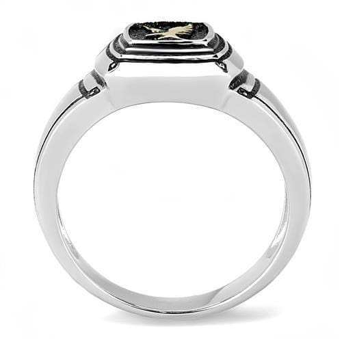 TK3226 - Two-Tone IP Gold (Ion Plating) Stainless Steel Ring with Epoxy in Jet - Alamode - Flyclothing LLC