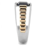 TK3227 - Two-Tone IP Rose Gold Stainless Steel Ring with Synthetic Onyx in Jet - Alamode - Flyclothing LLC