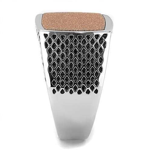 TK3228 - High polished (no plating) Stainless Steel Ring with Semi-Precious Gold Sand Stone in Siam - Alamode - Flyclothing LLC