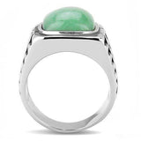 TK3229 - High polished (no plating) Stainless Steel Ring with Synthetic Jade in Emerald - Alamode - Flyclothing LLC