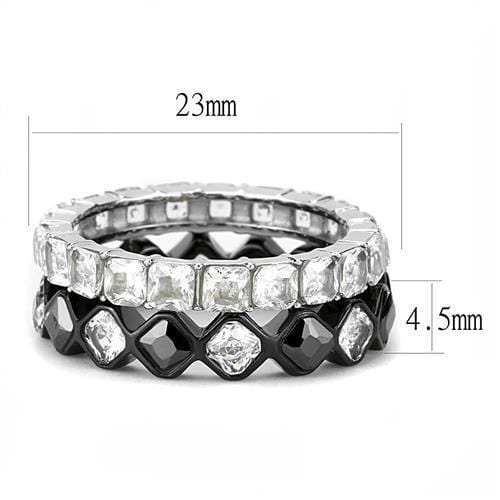 TK3231 - Two-Tone IP Black (Ion Plating) Stainless Steel Ring with AAA Grade CZ in Black Diamond - Alamode - Flyclothing LLC