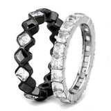 TK3231 - Two-Tone IP Black (Ion Plating) Stainless Steel Ring with AAA Grade CZ in Black Diamond - Alamode - Flyclothing LLC