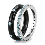 TK3233 - Two-Tone IP Black (Ion Plating) Stainless Steel Ring with Top Grade Crystal in Sea Blue - Alamode - Flyclothing LLC
