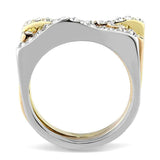 TK3234 - Three Tone IP(IP Gold & IP Rose Gold & High Polished) Stainless Steel Ring with Top Grade Crystal in Clear - Alamode - Flyclothing LLC