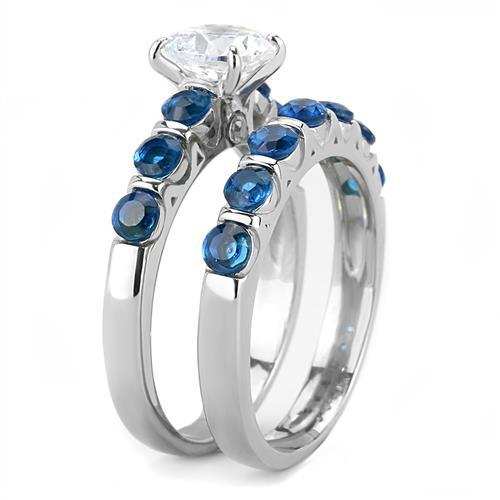 TK3235 - High polished (no plating) Stainless Steel Ring with AAA Grade CZ in Clear - Alamode - Flyclothing LLC