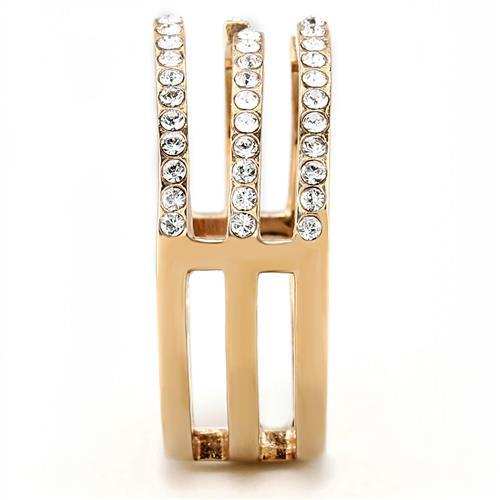 TK3236 - IP Rose Gold(Ion Plating) Stainless Steel Ring with Top Grade Crystal in Clear - Alamode - Flyclothing LLC
