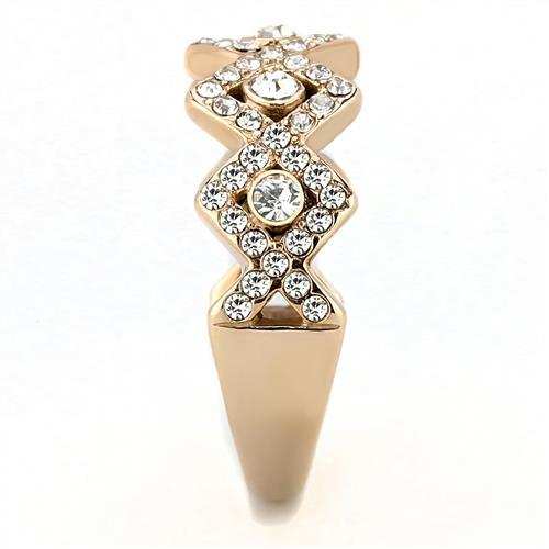 TK3237 - IP Rose Gold(Ion Plating) Stainless Steel Ring with Top Grade Crystal in Clear - Alamode - Flyclothing LLC