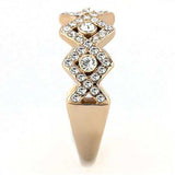 TK3237 - IP Rose Gold(Ion Plating) Stainless Steel Ring with Top Grade Crystal in Clear - Alamode - Flyclothing LLC