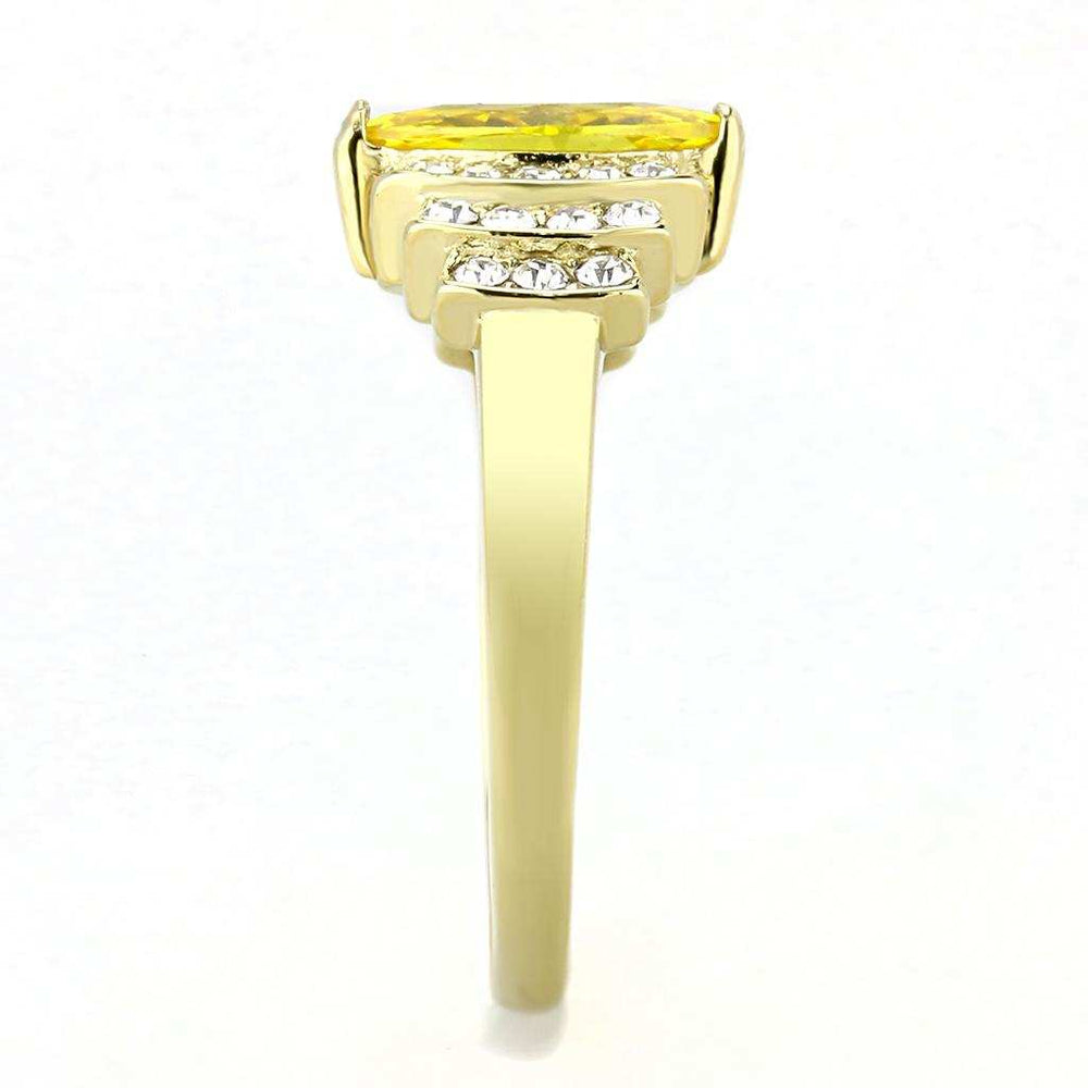 TK3239 - IP Gold(Ion Plating) Stainless Steel Ring with AAA Grade CZ in Topaz - Alamode - Flyclothing LLC