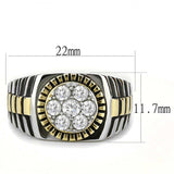 TK3240 - Two-Tone IP Gold (Ion Plating) Stainless Steel Ring with AAA Grade CZ in Clear - Alamode - Flyclothing LLC