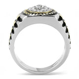 TK3240 - Two-Tone IP Gold (Ion Plating) Stainless Steel Ring with AAA Grade CZ in Clear - Alamode - Flyclothing LLC