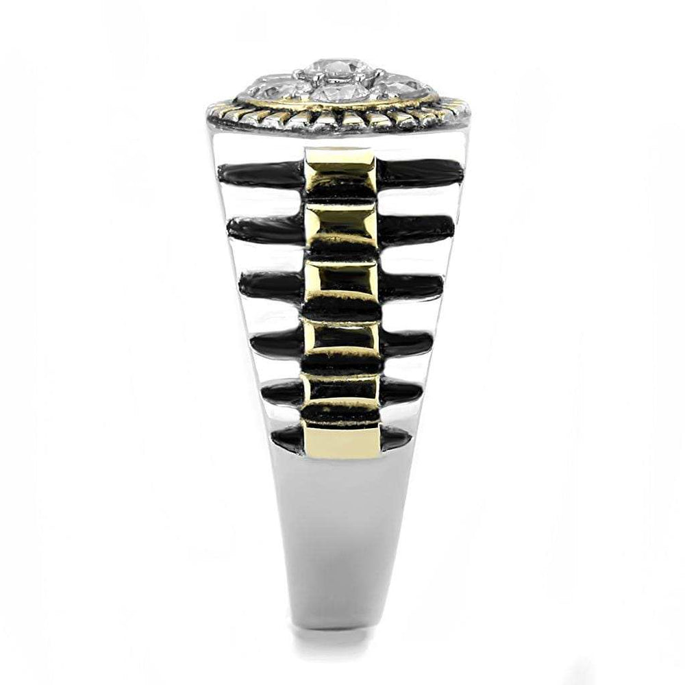 TK3240 - Two-Tone IP Gold (Ion Plating) Stainless Steel Ring with AAA Grade CZ in Clear - Alamode - Flyclothing LLC