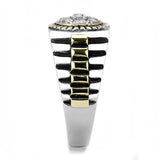 TK3240 - Two-Tone IP Gold (Ion Plating) Stainless Steel Ring with AAA Grade CZ in Clear - Alamode - Flyclothing LLC