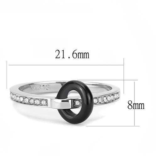 TK3241 - High polished (no plating) Stainless Steel Ring with Top Grade Crystal in Clear - Alamode - Flyclothing LLC