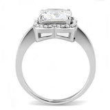 TK3242 - High polished (no plating) Stainless Steel Ring with AAA Grade CZ in Clear - Alamode - Flyclothing LLC