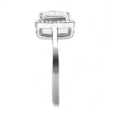 TK3242 - High polished (no plating) Stainless Steel Ring with AAA Grade CZ in Clear - Alamode - Flyclothing LLC