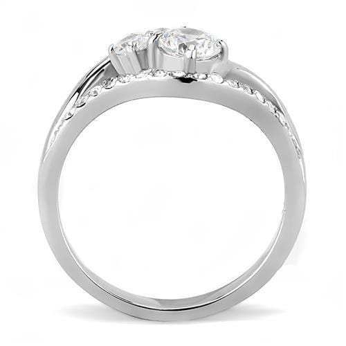TK3243 - High polished (no plating) Stainless Steel Ring with AAA Grade CZ in Clear - Alamode - Flyclothing LLC