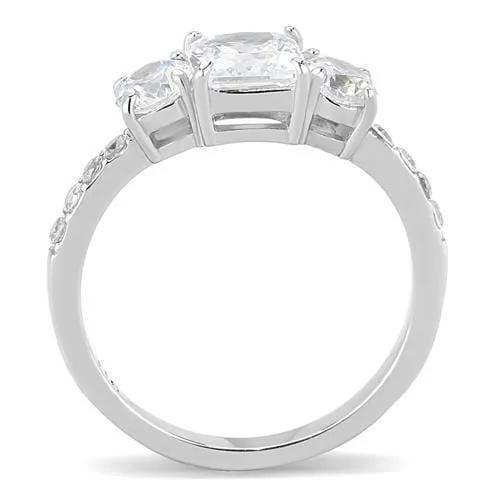 TK3246 - High polished (no plating) Stainless Steel Ring with AAA Grade CZ in Clear - Alamode - Flyclothing LLC