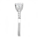 TK3246 - High polished (no plating) Stainless Steel Ring with AAA Grade CZ in Clear - Alamode - Flyclothing LLC
