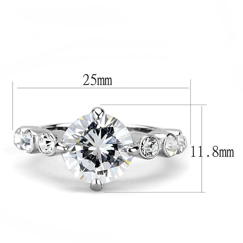 TK3247 - High polished (no plating) Stainless Steel Ring with AAA Grade CZ in Clear - Alamode - Flyclothing LLC