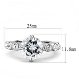 TK3247 - High polished (no plating) Stainless Steel Ring with AAA Grade CZ in Clear - Alamode - Flyclothing LLC