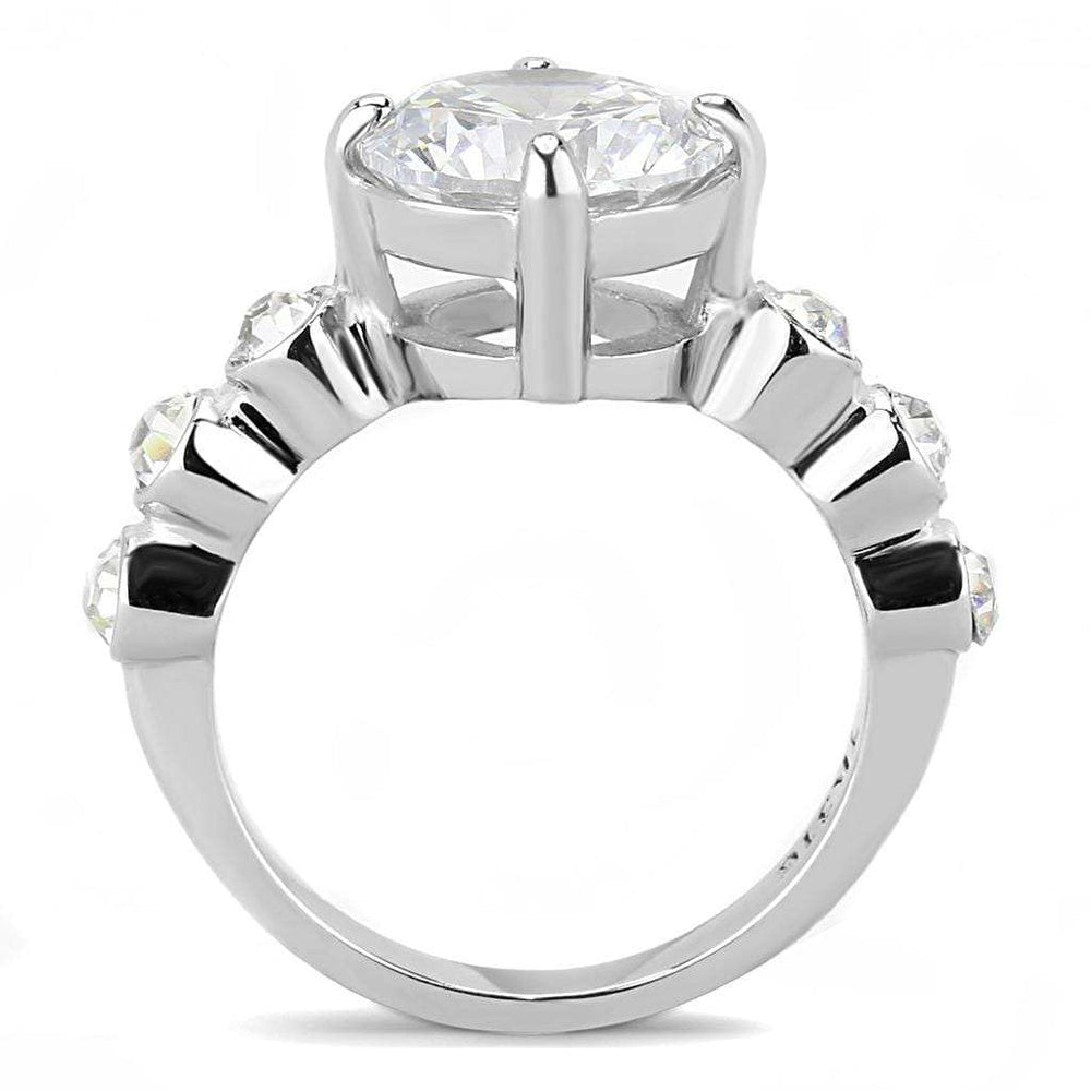 TK3247 - High polished (no plating) Stainless Steel Ring with AAA Grade CZ in Clear - Alamode - Flyclothing LLC