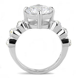 TK3247 - High polished (no plating) Stainless Steel Ring with AAA Grade CZ in Clear - Alamode - Flyclothing LLC