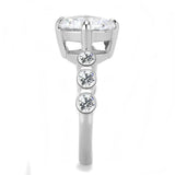 TK3247 - High polished (no plating) Stainless Steel Ring with AAA Grade CZ in Clear - Alamode - Flyclothing LLC