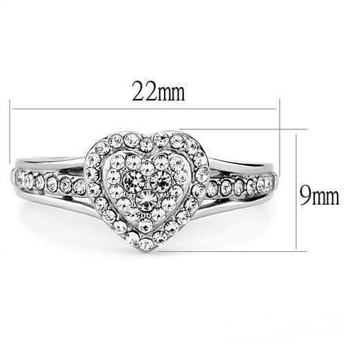 TK3249 - High polished (no plating) Stainless Steel Ring with Top Grade Crystal in Clear - Alamode - Flyclothing LLC
