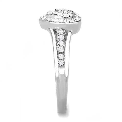 TK3249 - High polished (no plating) Stainless Steel Ring with Top Grade Crystal in Clear - Alamode - Flyclothing LLC