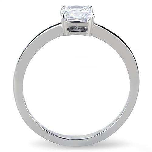 TK3250 - High polished (no plating) Stainless Steel Ring with AAA Grade CZ in Clear - Alamode - Flyclothing LLC