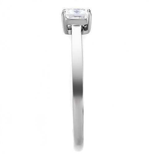 TK3250 - High polished (no plating) Stainless Steel Ring with AAA Grade CZ in Clear - Alamode - Flyclothing LLC