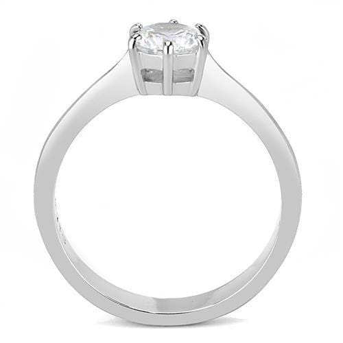 TK3252 - High polished (no plating) Stainless Steel Ring with AAA Grade CZ in Clear - Alamode - Flyclothing LLC