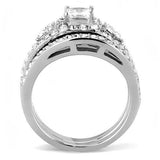 TK3253 - High polished (no plating) Stainless Steel Ring with AAA Grade CZ in Clear - Alamode - Flyclothing LLC