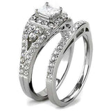 TK3253 - High polished (no plating) Stainless Steel Ring with AAA Grade CZ in Clear - Alamode - Flyclothing LLC