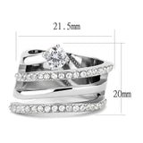TK3254 - High polished (no plating) Stainless Steel Ring with AAA Grade CZ in Clear - Alamode - Flyclothing LLC