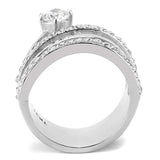 TK3254 - High polished (no plating) Stainless Steel Ring with AAA Grade CZ in Clear - Alamode - Flyclothing LLC