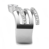 TK3254 - High polished (no plating) Stainless Steel Ring with AAA Grade CZ in Clear - Alamode - Flyclothing LLC