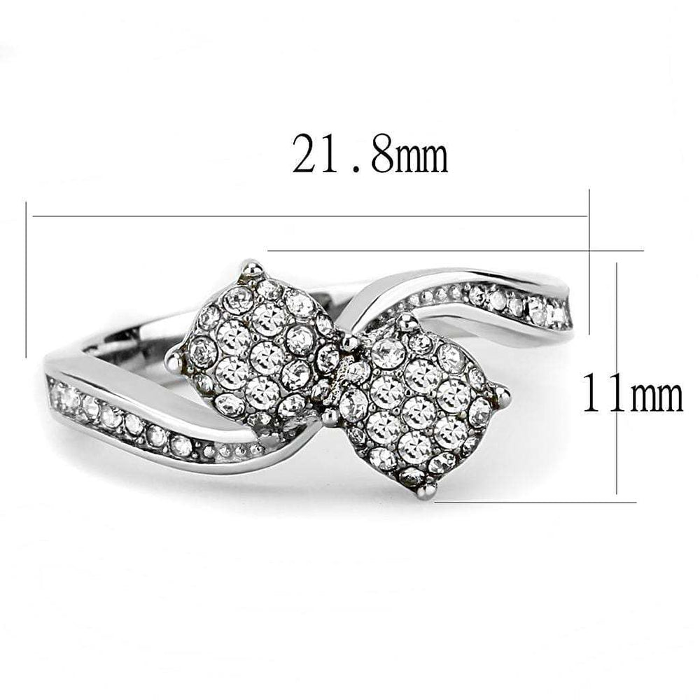 TK3255 - High polished (no plating) Stainless Steel Ring with Top Grade Crystal in Clear - Alamode - Flyclothing LLC
