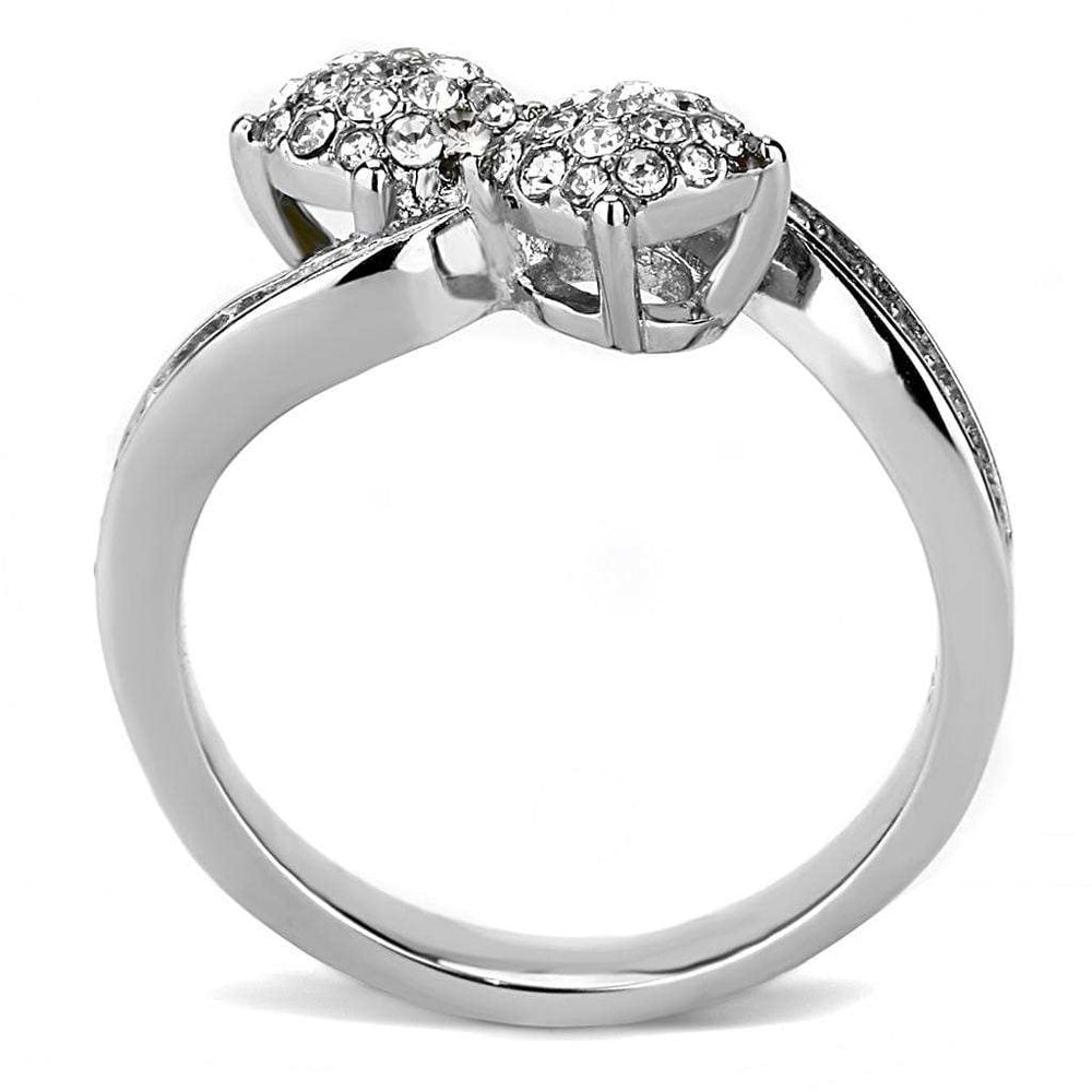 TK3255 - High polished (no plating) Stainless Steel Ring with Top Grade Crystal in Clear - Alamode - Flyclothing LLC