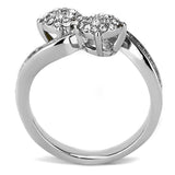 TK3255 - High polished (no plating) Stainless Steel Ring with Top Grade Crystal in Clear - Alamode - Flyclothing LLC