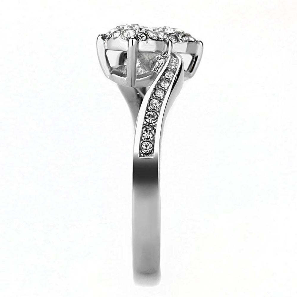 TK3255 - High polished (no plating) Stainless Steel Ring with Top Grade Crystal in Clear - Alamode - Flyclothing LLC